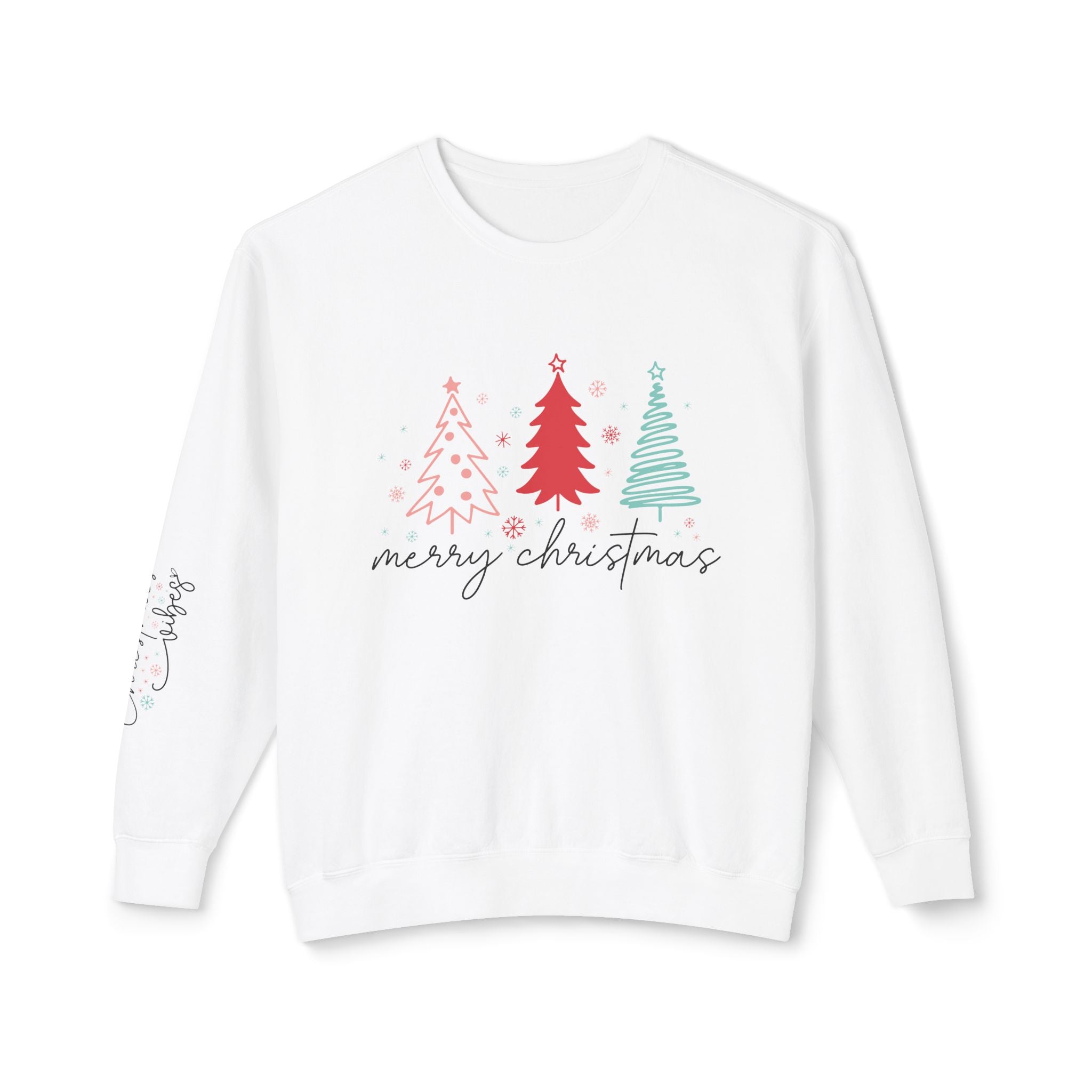 White Christmas Lightweight Crewneck Sweatshirt with Festive Design