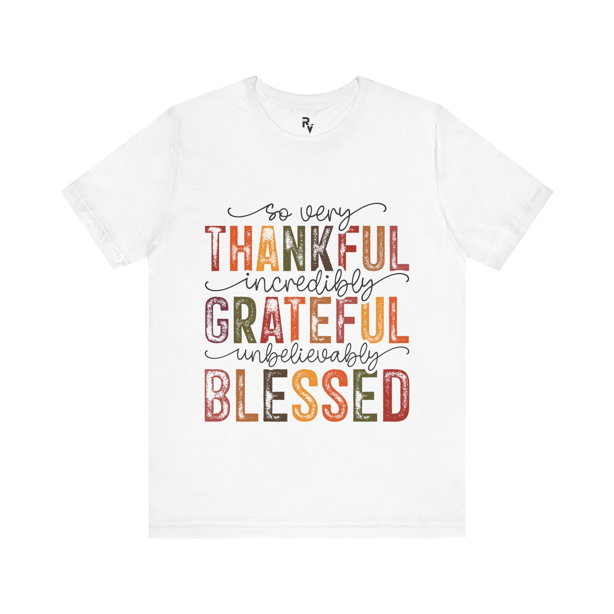 Dankbar, dankbar, gesegnet" Lebendiges T-Shirt mit Herbstmotiv 